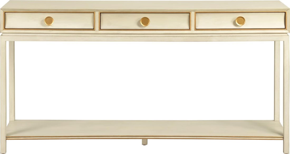 Port Eliot English Traditional Three-Drawer Console in Linen Paint: Port Eliot English Traditional Three-Drawer Console in Linen Paint This elegant three-drawer entryway console combines functionality with traditional charm, making it a perfect addition to your home