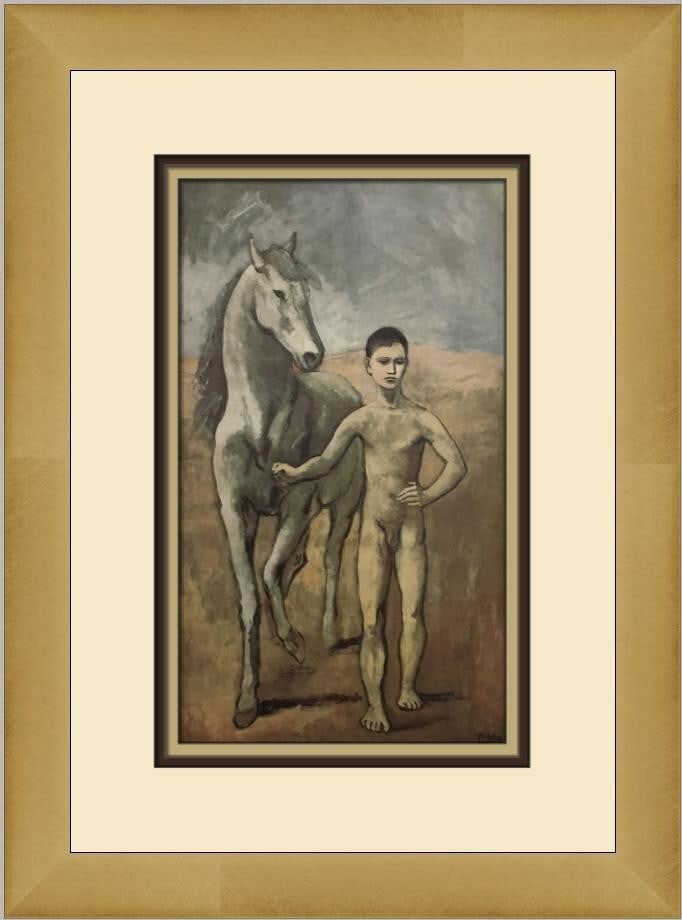 Pablo Picasso Leading a Horse Custom Framed Print 15x12 Impressionism Art: Pablo Picasso Leading a Horse Custom Framed Print 15x12 Impressionism Art This stunning custom framed print titled "Leading a Horse" by Pablo Picasso captures the essence of Impressionism with its
