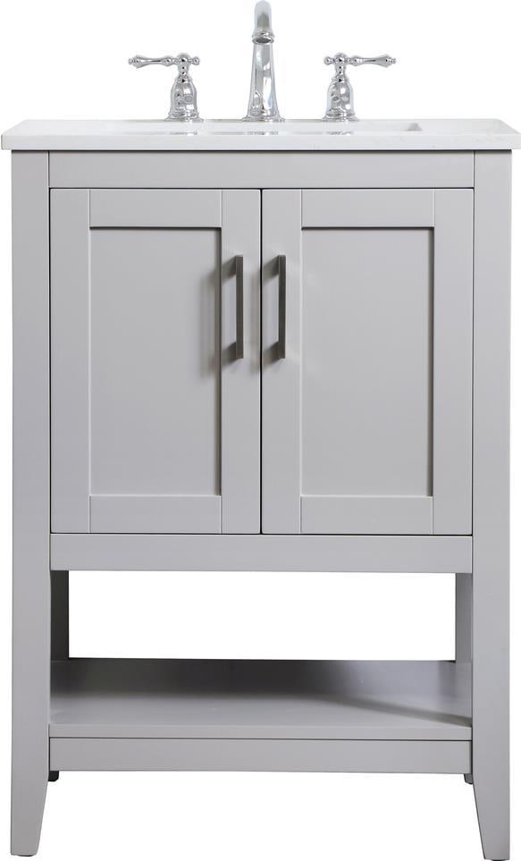 Elegant Lighting 24 Inch Grey Bathroom Vanity with Brushed Nickel Finish: Elegant Lighting 24 Inch Grey Bathroom Vanity with Brushed Nickel Finish Upgrade your bathroom with this spacious 24" grey vanity, designed for both style and functionality. This transitional-style va