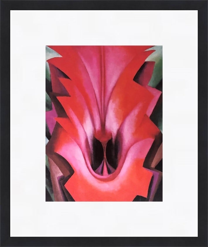 Georgia O'Keeffe Inside Red Canna Custom Framed Print 1992: Georgia O'Keeffe Inside Red Canna Custom Framed Print 1992 This striking custom framed print titled "Inside Red Canna" by renowned artist Georgia O'Keeffe brings a vibrant touch of modernism to your d