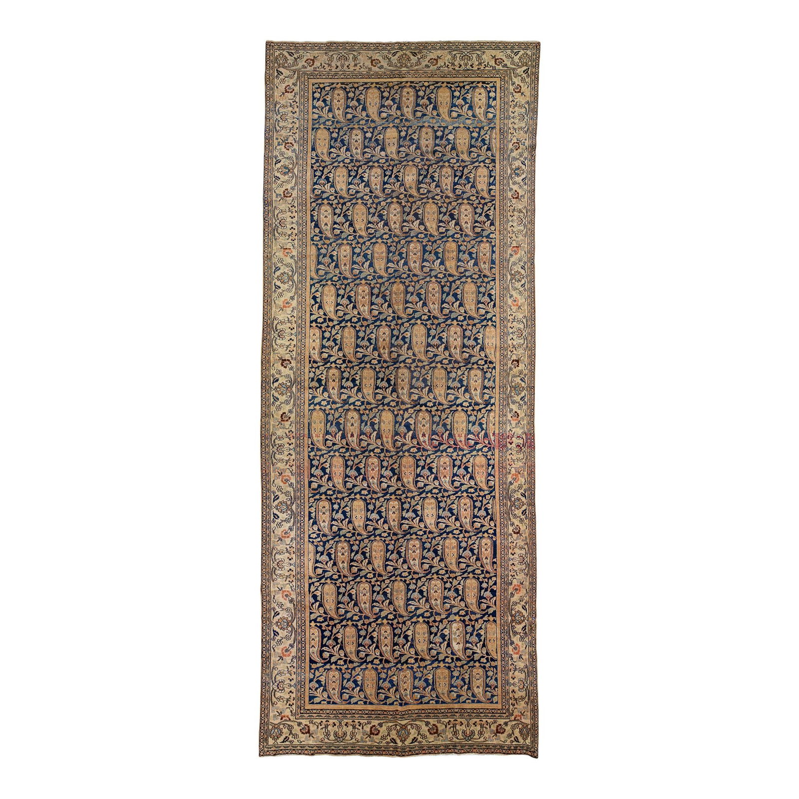 Antique Persian Mashad Wool Rug 6'6 x 17 Blue Rosette Motif (1 of 7)