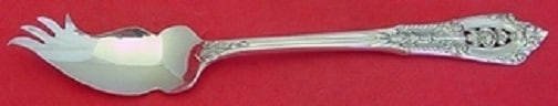 Wallace Rose Point Sterling Silver Custom Pate Knife 6 1/8in: Wallace Rose Point Sterling Silver Custom Pate Knife 6 1/8in This exquisite pate knife features the elegant Rose Point pattern by Wallace, crafted from high-quality sterling silver. Measuring 6 1/8 in