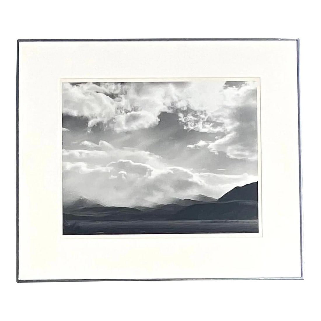 Vintage Boho Signed Landscape Photograph Framed 28x24 Gray: Vintage Boho Signed Landscape Photograph Framed 28x24 Gray Embrace the timeless allure of nature with this Vintage Boho Signed Original Landscape Photograph. Expertly framed, this unique artwork infus