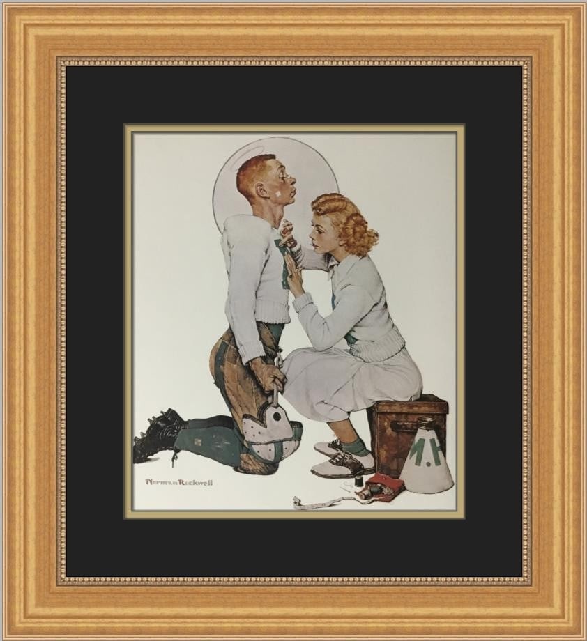 Norman Rockwell Letterman Custom Framed Print 1975 Americana Art: Norman Rockwell Letterman Custom Framed Print 1975 Americana Art This custom framed print by Norman Rockwell titled "Letterman" showcases Americana art from 1975. Measuring 20" in height and 18" in le
