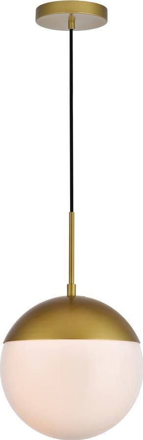 Elegant Lighting Eclipse Brass Pendant Light with Frosted Glass Shade (1 of 1)