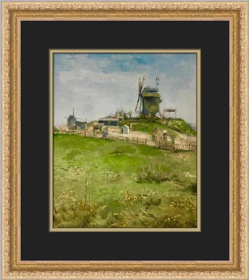 Vincent Van Gogh The Moulin du Blute-Fin Custom Framed Print 17x15: Vincent Van Gogh The Moulin du Blute-Fin Custom Framed Print 17x15 This beautiful custom framed print features Vincent Van Gogh's iconic artwork, "The Moulin du Blute-Fin in Montmartre." Measuring 17