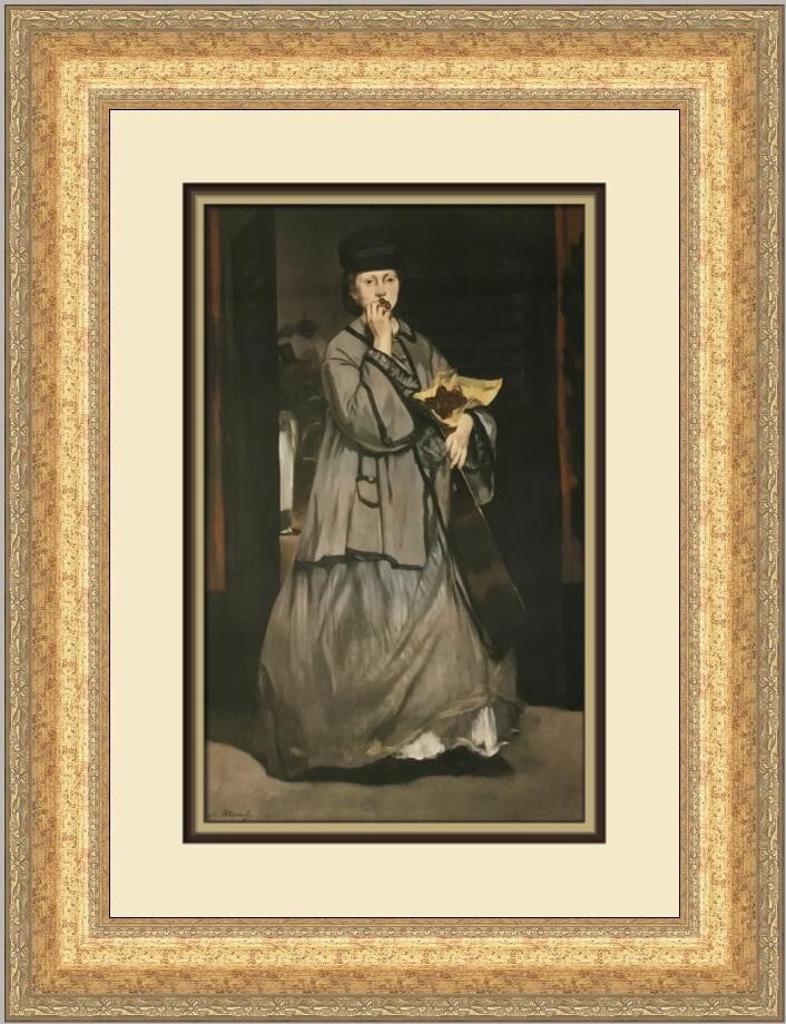 Edouard Manet The Street Singer Custom Framed Print 21x17: Edouard Manet The Street Singer Custom Framed Print 21x17 This stunning custom framed print by Edouard Manet, titled "The Street Singer," showcases the artist's mastery in the styles of Expressionism,