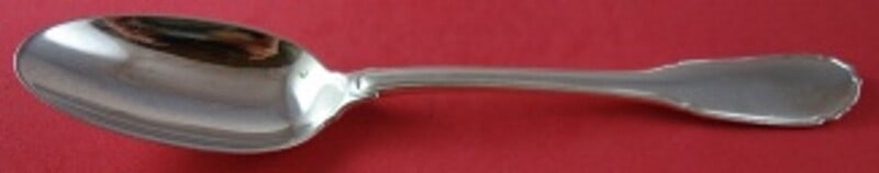Puiforcat Noailles Silverplate Dinner Spoon 8 1/8 Inch Flatware: Puiforcat Noailles Silverplate Dinner Spoon 8 1/8 Inch Flatware Enhance your dining experience with this exquisite Noailles dinner spoon by Puiforcat. This elegant flatware piece features a stunning s