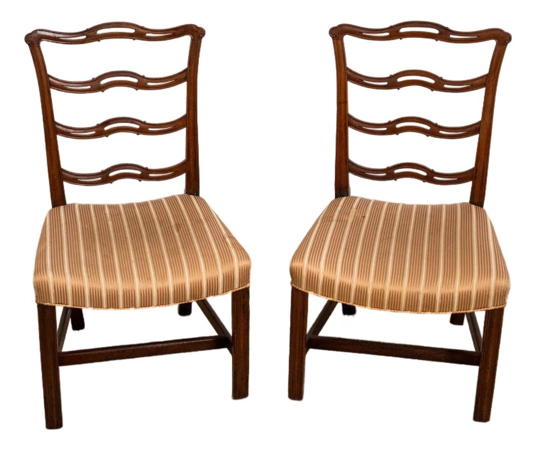 Set of Two Mahogany Chippendale Ribbon Back Side Chairs Circa 1820-1850 (1 of 10)