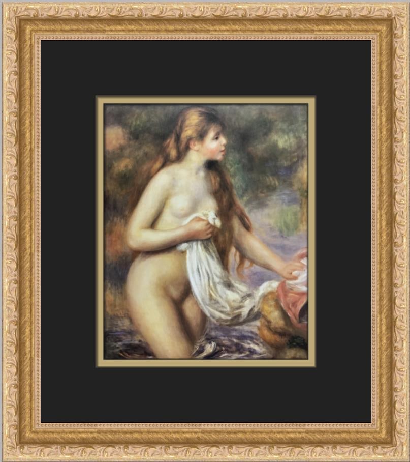 Renoir Bather III Custom Framed Print 14x16 Impressionism Art: Renoir Bather III Custom Framed Print 14x16 Impressionism Art This stunning print titled "Bather III" by Pierre-Auguste Renoir showcases the artist's signature Impressionist style. The print features
