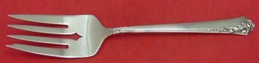 Oneida Damask Rose Sterling Silver 8 Inch Serving Fork: Oneida Damask Rose Sterling Silver 8 Inch Serving Fork This exquisite Damask Rose serving fork by Oneida is crafted from high-quality sterling silver. Measuring 8 inches, this cold meat fork features
