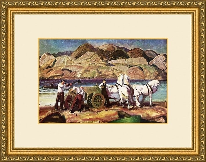 George Bellows The Sand Cart Custom Framed Art Print Museum Quality: George Bellows The Sand Cart Custom Framed Art Print Museum Quality This stunning artwork titled "The Sand Cart" by George Bellows captures a vibrant landscape featuring horses and figures in a realis