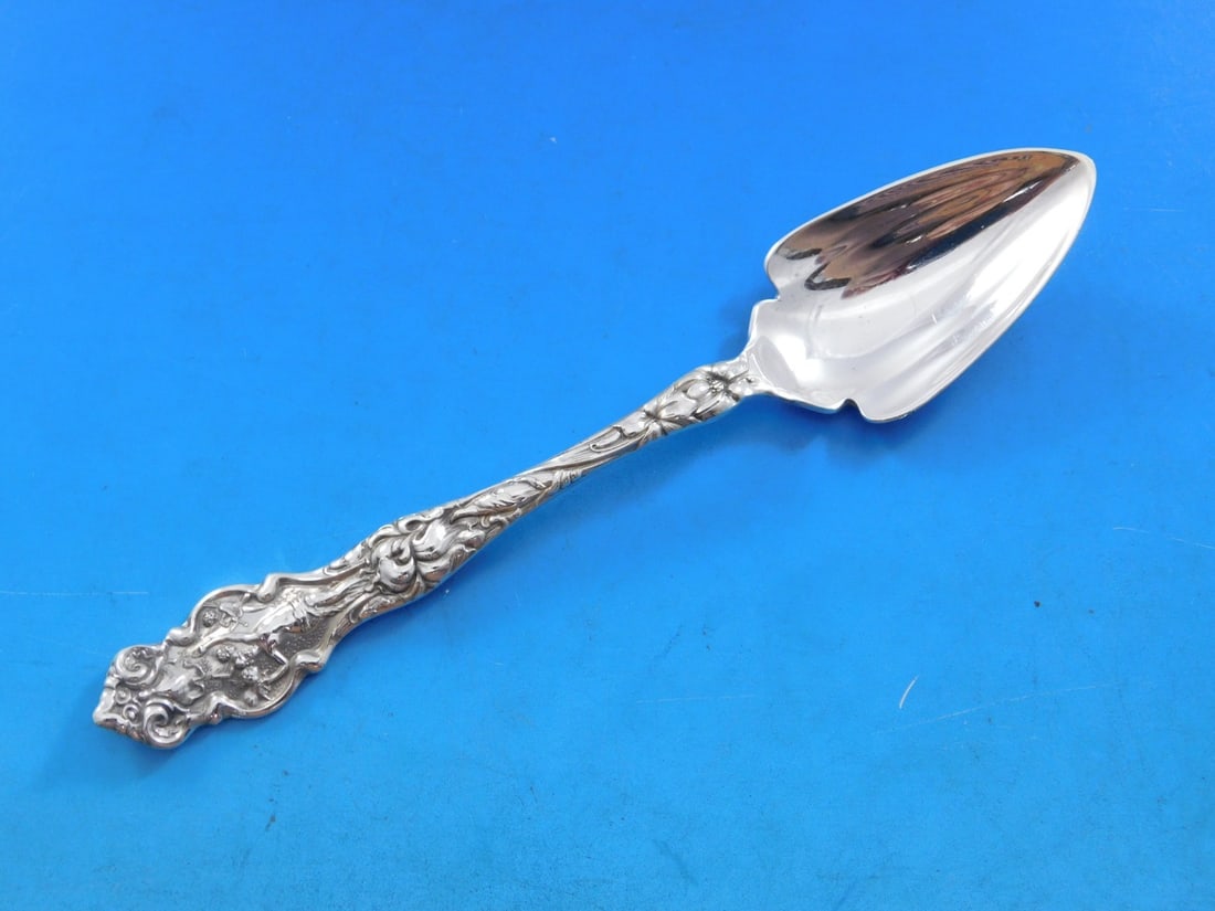 Wallace Irian Sterling Silver Fluted Grapefruit Spoon 6 Inch Art Nouveau (1 of 6)