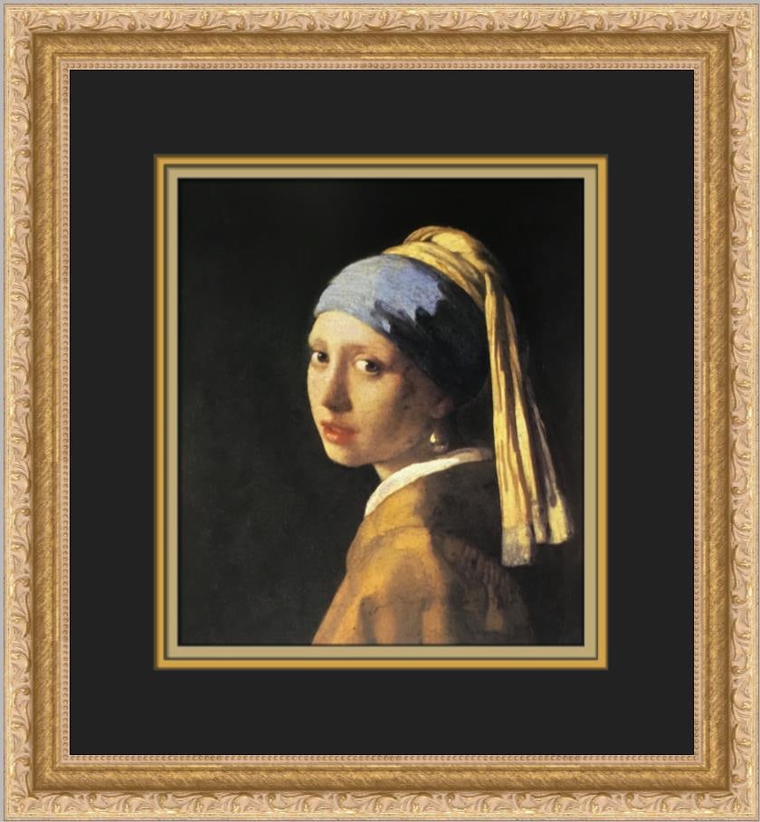 Vermeer The Girl with the Pearl Earring Custom Framed Lithograph Art Print: Vermeer The Girl with the Pearl Earring Custom Framed Lithograph Art Print This beautiful custom framed print features Johannes Vermeer's iconic artwork, "The Girl with the Pearl Earring." Created as