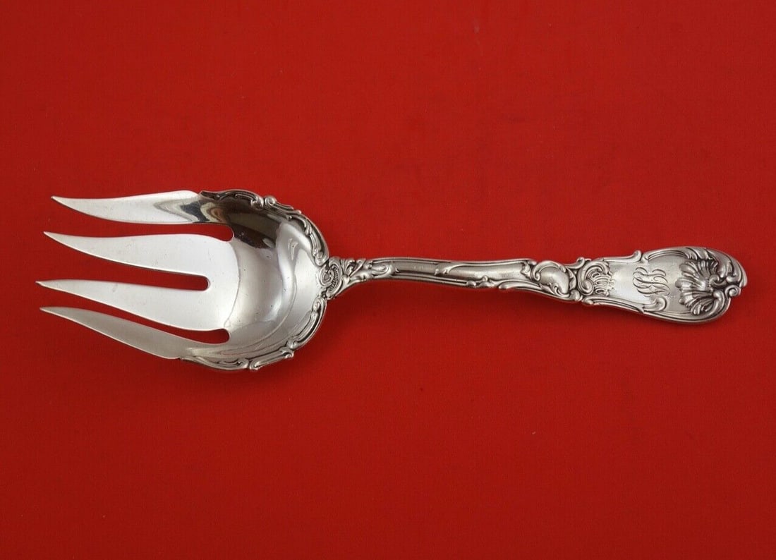 Gorham Hanover Sterling Silver Salad Serving Fork 8 3/8 Inch: Gorham Hanover Sterling Silver Salad Serving Fork 8 3/8 Inch This elegant Hanover salad serving fork, crafted by Gorham, is a stunning addition to any table setting. Made from high-quality sterling si