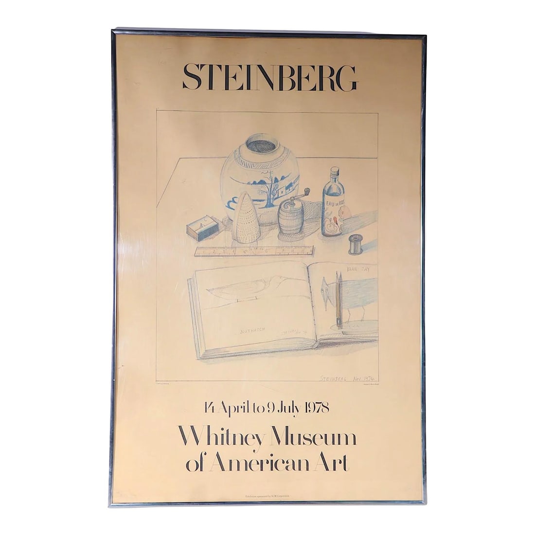 Framed 1978 Saul Steinberg Whitney Museum Poster Art: Framed 1978 Saul Steinberg Whitney Museum Poster Art This original framed poster by Saul Steinberg, created for the Whitney Museum in 1978, showcases the iconic style of one of the late 20th century's