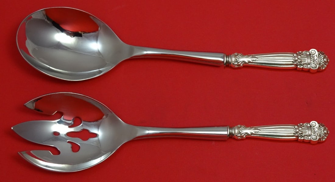 Towle Georgian Sterling Silver Salad Serving Set 10 1/2 Inch Custom 2-Piece: Towle Georgian Sterling Silver Salad Serving Set 10 1/2 Inch Custom 2-Piece Enhance your dining experience with this exquisite Georgian by Towle Sterling Silver Salad Serving Set. This custom-made 2-p