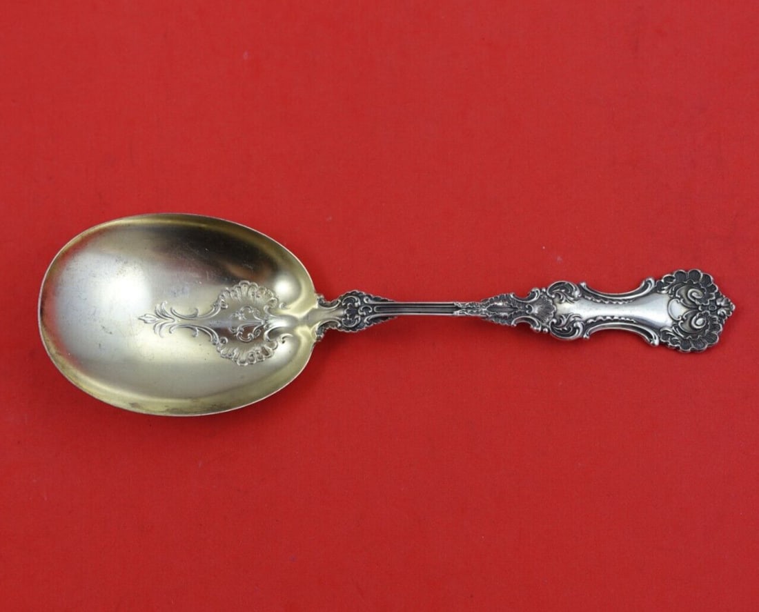 Whiting Pompadour Sterling Silver Preserve Spoon 7.5" Serving Heirloom (1 of 3)