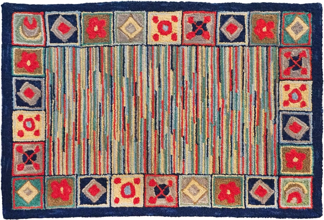 Solomon 3x5 Wool Rug Multi-Color Hand-Made Early American Style: Solomon 3x5 Wool Rug Multi-Color Hand-Made Early American Style Enhance your home decor with the Solomon Wool Rug, a beautiful 3x5 addition that brings warmth and character to any space. This hand-mad