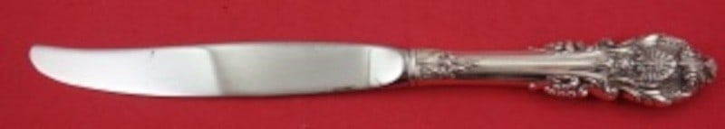 Sterling Silver Dinner Knife 9.75" Sir Christopher Pattern Hollow Handle: Sterling Silver Dinner Knife 9.75" Sir Christopher Pattern Hollow Handle This is a Sir Christopher dinner knife by Wallace, featuring a sterling silver hollow handle and a stainless blade. The knife m