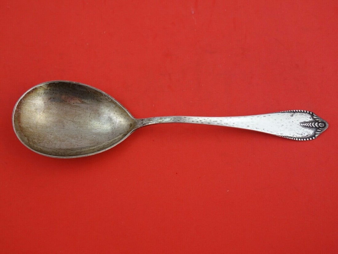 Kragh 1922 Danish Sterling Silver Berry Spoon 8 3/4 Inch Hammered Finish (1 of 2)