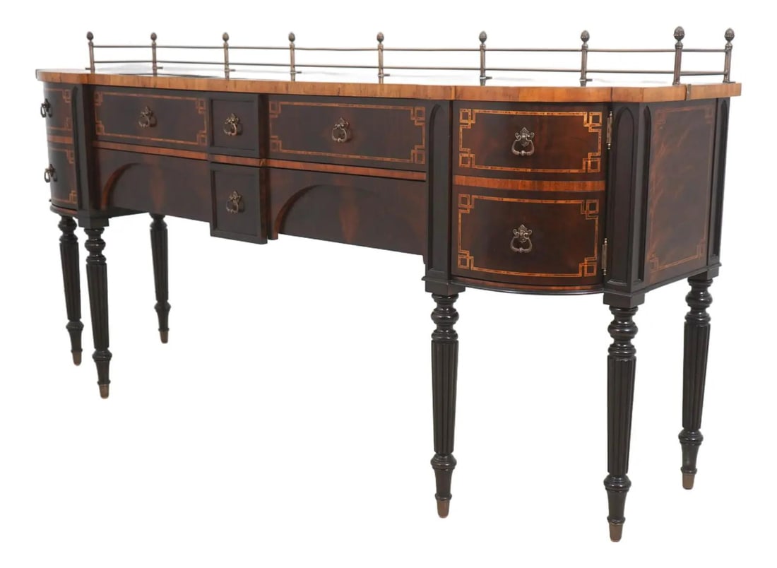 Sheraton Style Mahogany Sideboard with Inlaid Detailing and Removable Gallery (1 of 10)