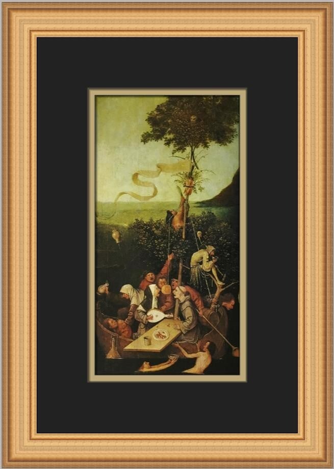 Hieronymus Bosch The Ship of Fools Custom Framed Art Print 15x11: Hieronymus Bosch The Ship of Fools Custom Framed Art Print 15x11 This exquisite custom framed print showcases Hieronymus Bosch's iconic work, "The Ship of Fools." Measuring 15 in x 11 in overall, this