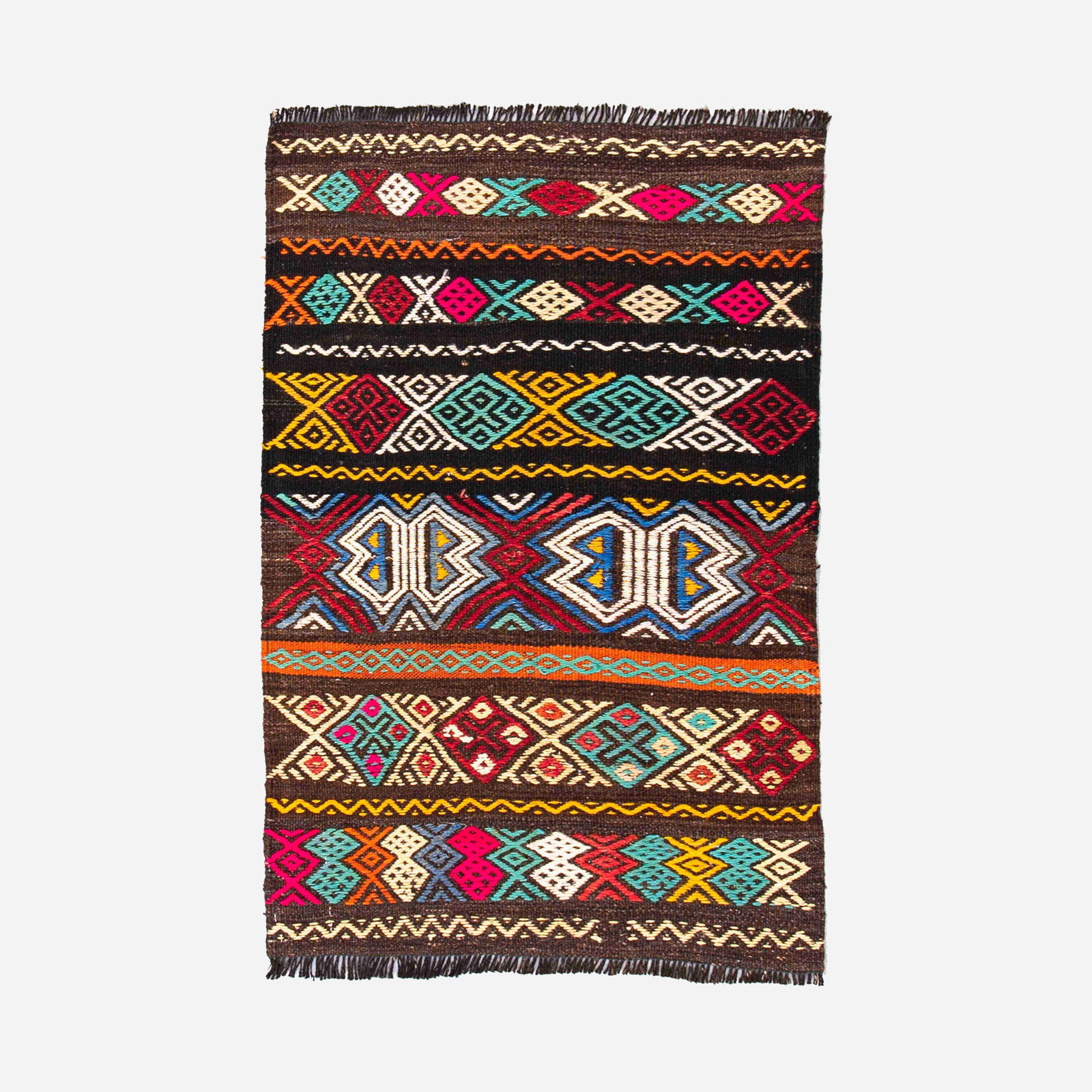 Authentic Handmade Cicim Kilim Wool on Wool Rug 23.6 x 39.4: Authentic Handmade Cicim Kilim Wool on Wool Rug 23.6 x 39.4 This authentic handmade Cicim features a unique design crafted from high-quality wool on wool, making it a beautiful and durable addition to