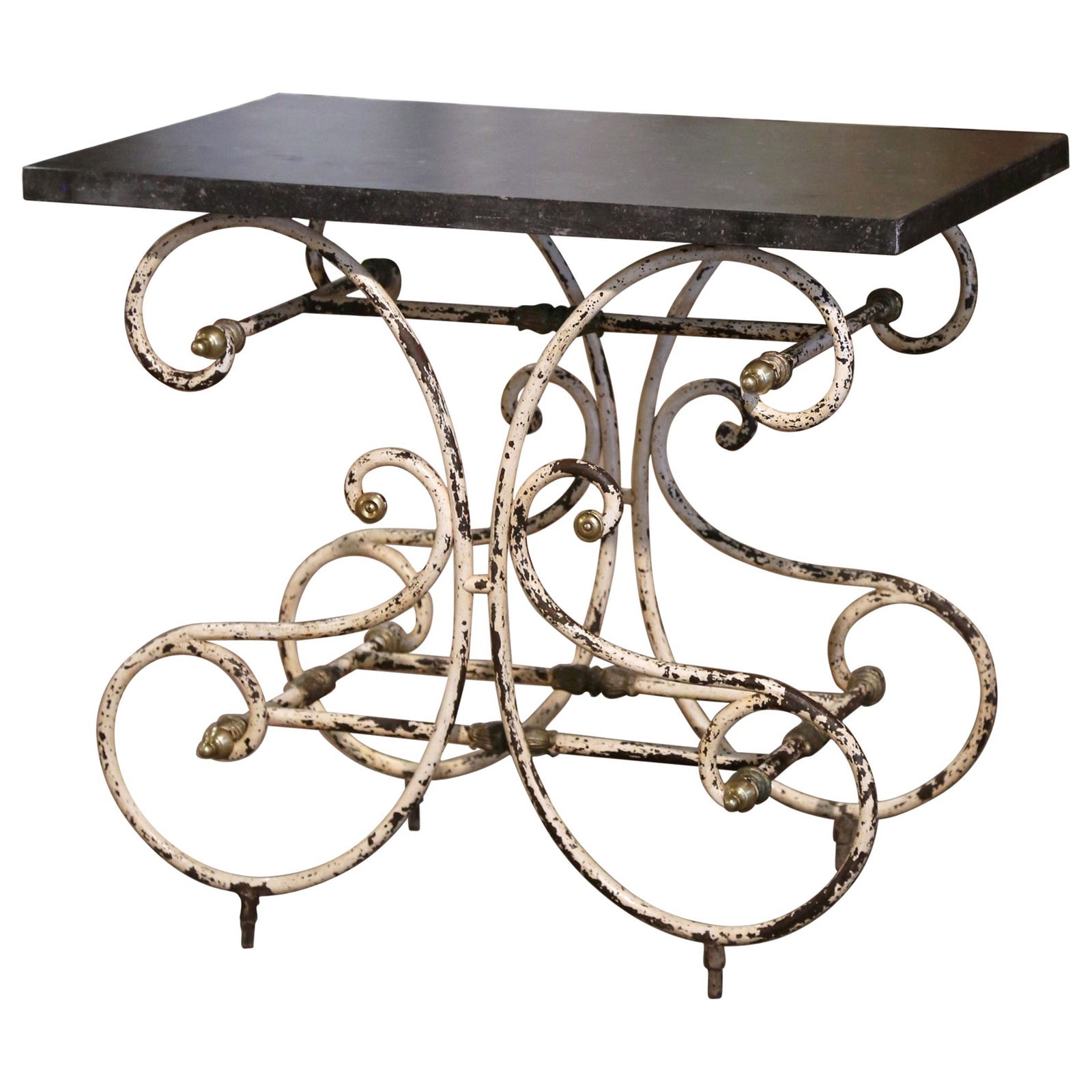18th Century French Pastry Table with Black Marble Top and Bronze Accents (1 of 11)
