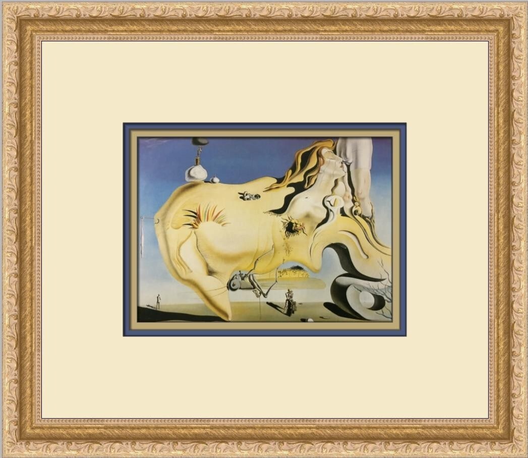 Salvador Dali The Great Masturbator Custom Framed Surrealist Print: Salvador Dali The Great Masturbator Custom Framed Surrealist Print This stunning custom framed print features Salvador Dali's iconic artwork, "The Great Masturbator," created in 1988. Measuring 12" x