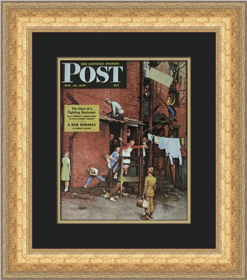 Norman Rockwell Homecoming G.I. Custom Framed Print 21 x 18: Norman Rockwell Homecoming G.I. Custom Framed Print 21 x 18 Celebrate the artistry of Norman Rockwell with this custom framed print titled 'Homecoming G.I.' This stunning piece features a medium size