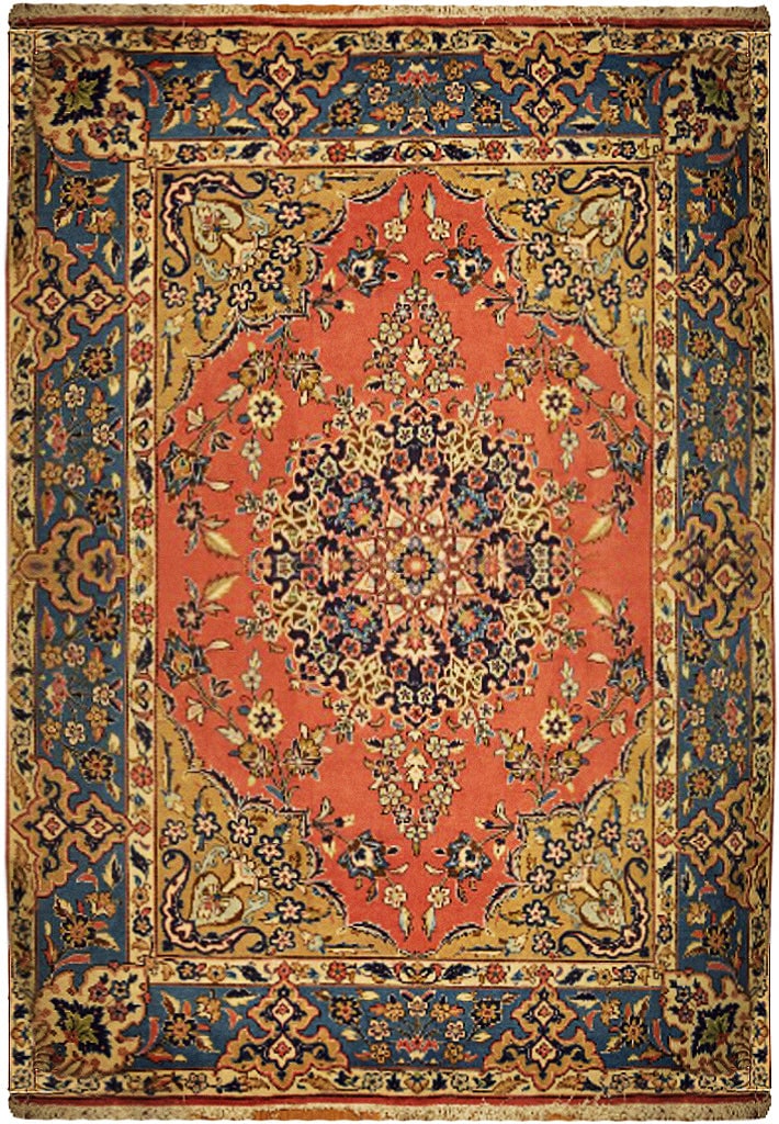 Handcrafted 6'6" x 8'6" Pearl Orange Persian Kashan Rug: Handcrafted 6'6" x 8'6" Pearl Orange Persian Kashan Rug Free continental US Shipping Enhance your living space with this exquisite 6.6 x 8.6 Pearl Orange Fine Quality Persian Kashan Rug, meticulously