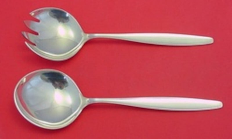 Georg Jensen Cypress Sterling Silver Salad Serving Set 2pc 8.5in: Georg Jensen Cypress Sterling Silver Salad Serving Set 2pc 8.5in Enhance your dining experience with this exquisite 2-piece salad serving set in the Cypress pattern by Georg Jensen. Crafted from high-