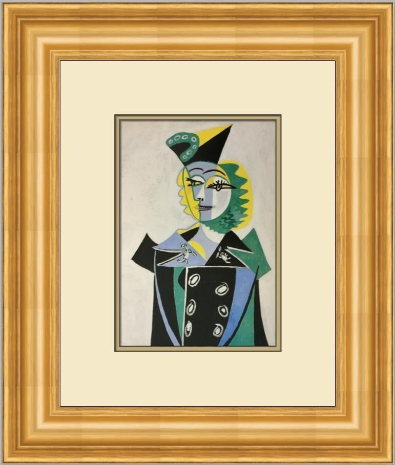 Pablo Picasso Portrait of Nush Eluard Custom Framed Print 21x18 Surrealism: Pablo Picasso Portrait of Nush Eluard Custom Framed Print 21x18 Surrealism This custom framed print features Pablo Picasso's renowned artwork, "Portrait of Nush Eluard," showcasing the artist's signat