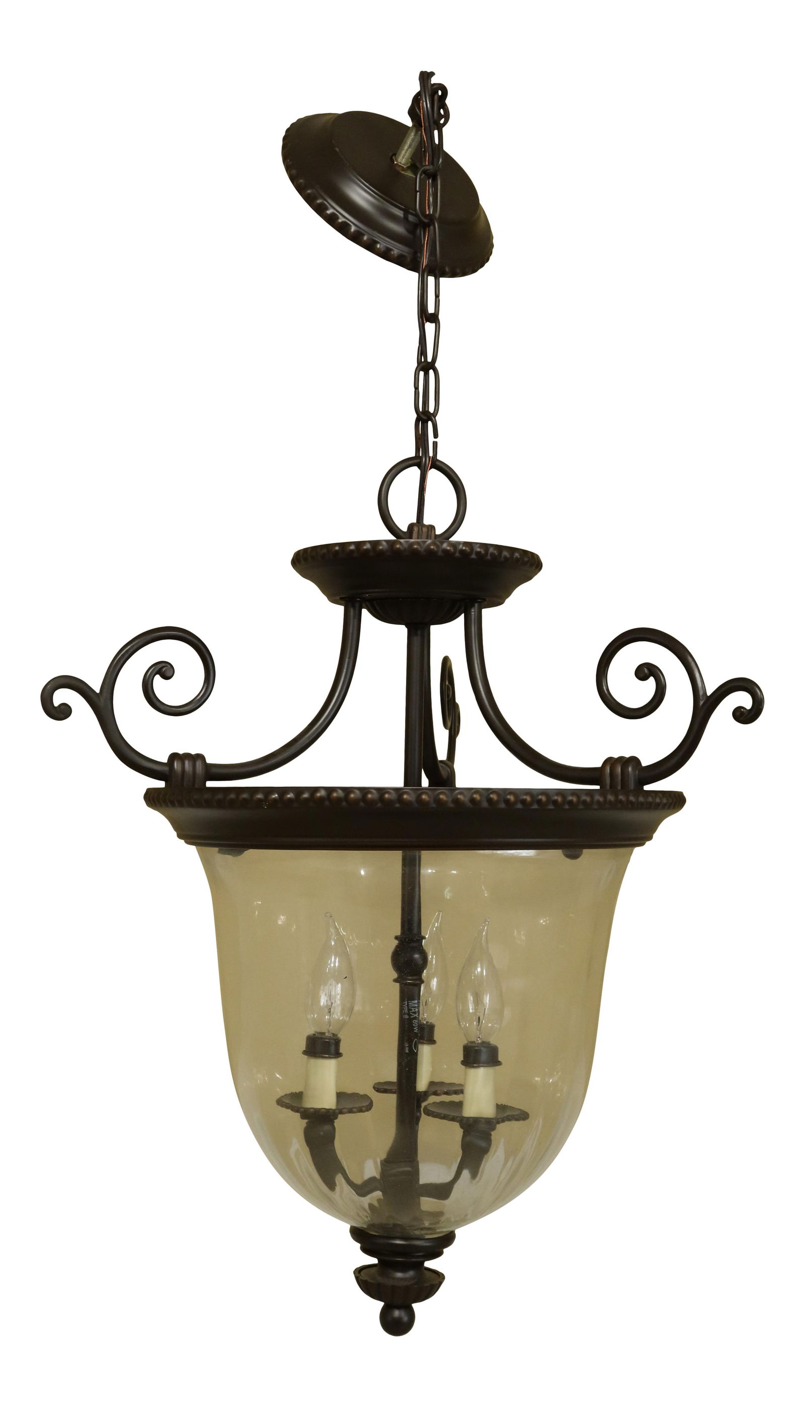 Elegant Bell Form Glass Chandelier with Bronze Finish 17x17x24 (1 of 6)