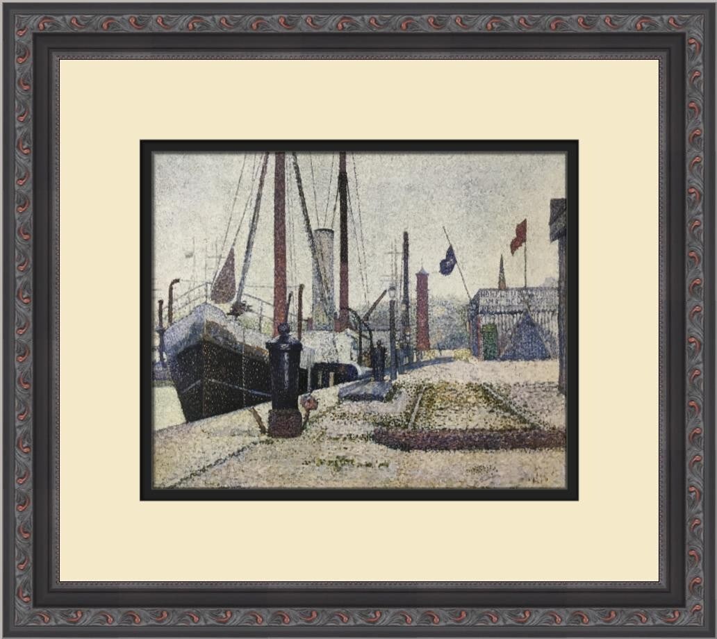 Georges Seurat The Maria at Honfleur Custom Framed Print 14x15 Impressionism: Georges Seurat The Maria at Honfleur Custom Framed Print 14x15 Impressionism This exquisite custom framed print features "The Maria at Honfleur" by the renowned artist Georges Seurat, capturing the es