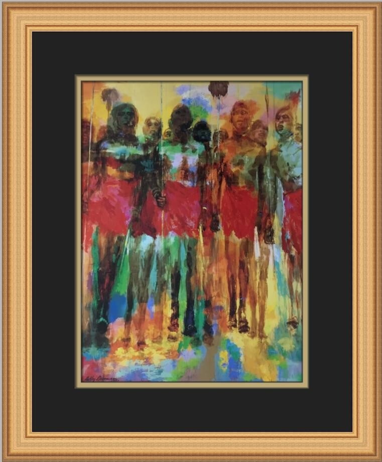 LeRoy Neiman Maasi Custom Framed Expressionist Print 18 x 15: LeRoy Neiman Maasi Custom Framed Expressionist Print 18 x 15 This stunning custom framed print titled "Maasi" by renowned artist LeRoy Neiman captures the essence of expressionism with its vibrant col