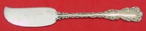 Whiting Louis XV Sterling Silver Pate Spreader Knife 4 5/8": Whiting Louis XV Sterling Silver Pate Spreader Knife 4 5/8" Enhance your dining experience with this exquisite Louis XV Pate Spreader, crafted from high-quality sterling silver by Whiting. This elegan