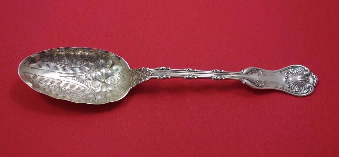 Whiting Imperial Queen Sterling Silver Serving Spoon with Flower 8.5in: Whiting Imperial Queen Sterling Silver Serving Spoon with Flower 8.5in This exquisite serving spoon features the Imperial Queen pattern by Whiting, crafted from high-quality sterling silver. Measuring