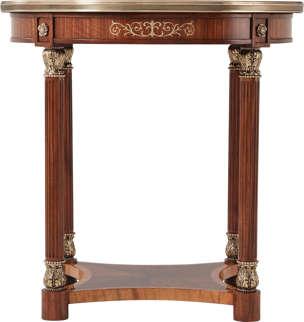 Theodore Alexander Stephen Church Circular Brass Side Table: Theodore Alexander Stephen Church Circular Brass Side Table This elegant Stephen Church Circular Side Table by Theodore Alexander features a unique circular design that adds a touch of sophistication