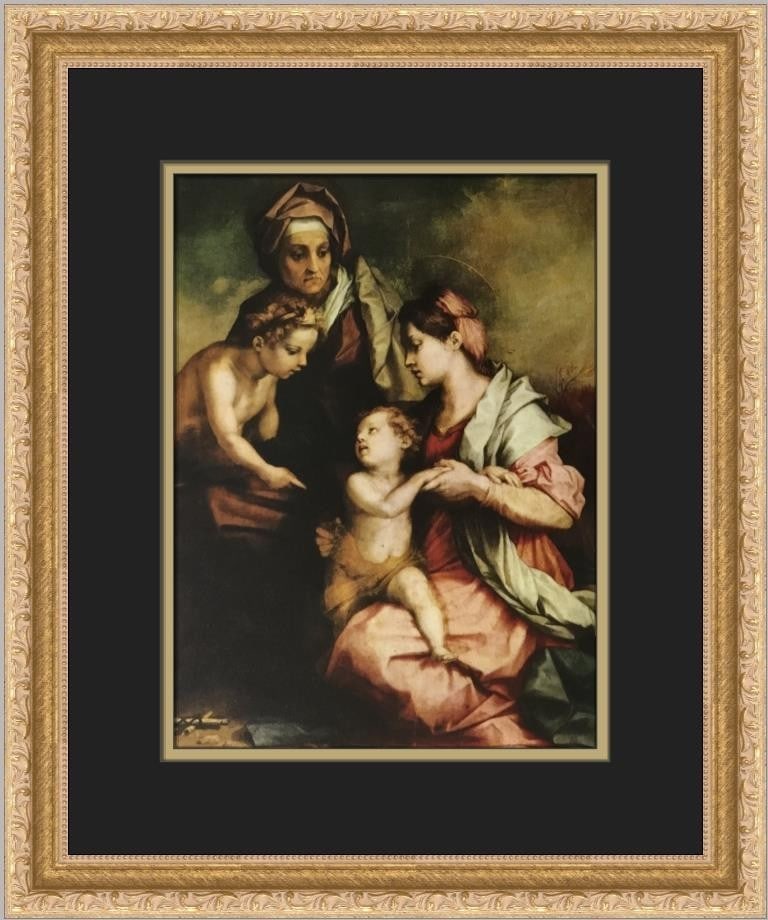 Andrea Del Sarto The Holy Family Custom Framed Art Print 14 x 16: Andrea Del Sarto The Holy Family Custom Framed Art Print 14 x 16 This stunning custom framed print titled "The Holy Family" by the renowned artist Andrea Del Sarto captures the essence of expressionis