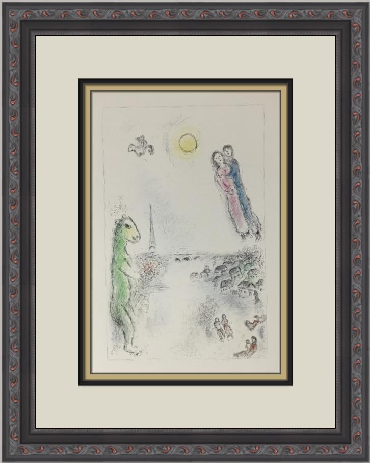 Marc Chagall The Two Banks Custom Framed Lithograph Print: Marc Chagall The Two Banks Custom Framed Lithograph Print Enhance your art collection with this custom framed print titled "The Two Banks" by renowned artist Marc Chagall. This beautiful piece showcas