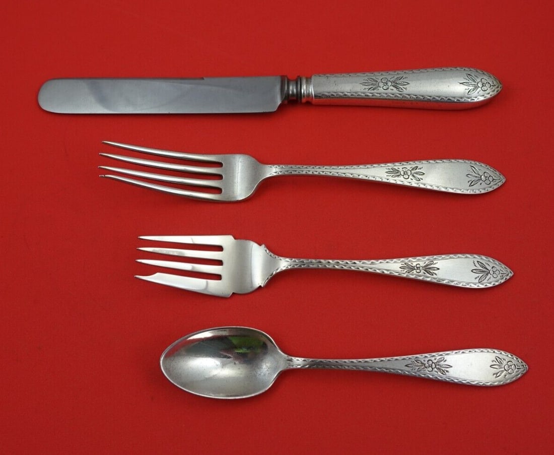 John Mealy Sterling Silver Mealy 4-Piece Place Setting Flatware: John Mealy Sterling Silver Mealy 4-Piece Place Setting Flatware Enhance your dining experience with this exquisite 4-piece place setting from the Mealy pattern, crafted by John Mealy. Made of high-qua