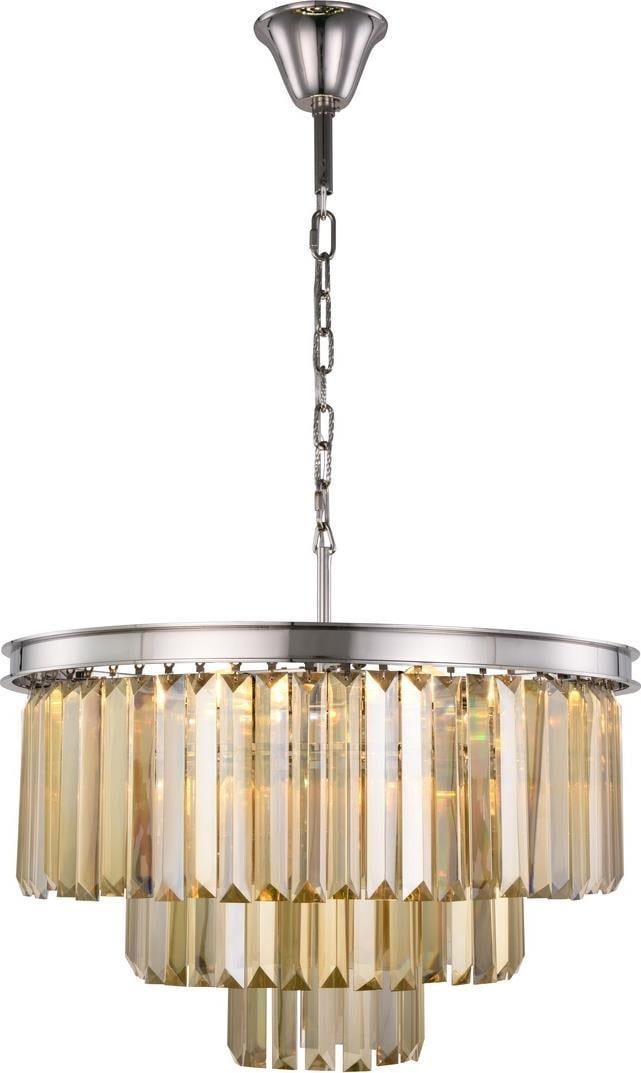 Elegant Lighting Sydney Pendant in Golden Teak Crystal Nickel: Elegant Lighting Sydney Pendant in Golden Teak Crystal Nickel Illuminate your space with the stunning Radiant Sydney Pendant Light. This elegant lighting fixture features a captivating design, showcas