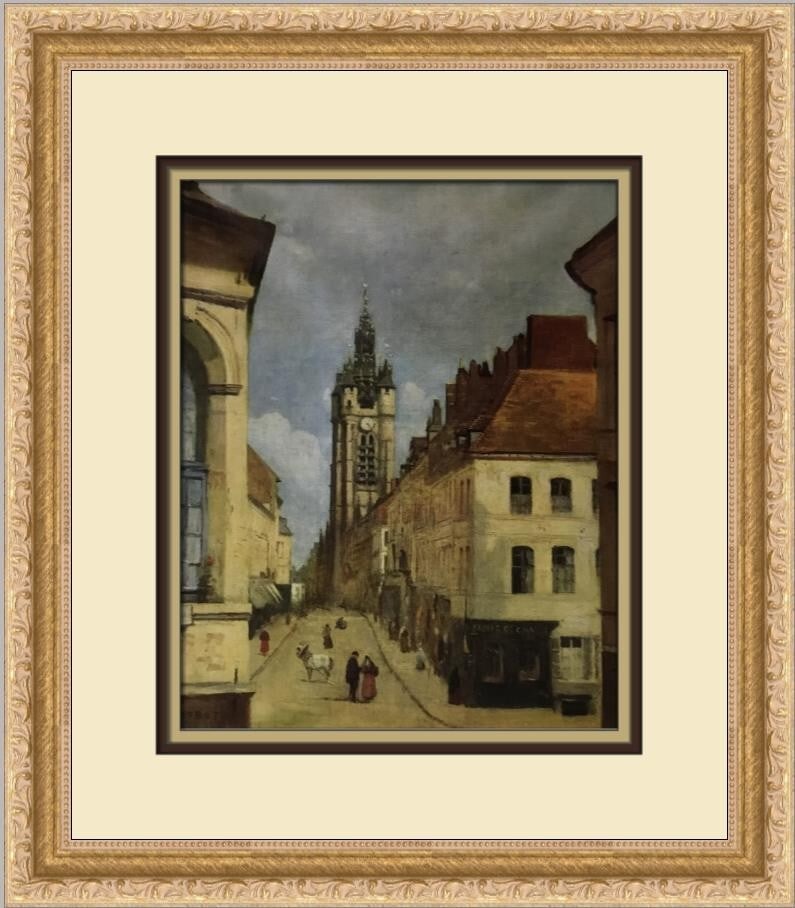 Jean-Baptiste Camille Corot The Belfry of Douai Custom Framed Art Print: Jean-Baptiste Camille Corot The Belfry of Douai Custom Framed Art Print This exquisite custom framed print features the artwork 'The Belfry of Douai' by Jean-Baptiste Camille Corot, an acclaimed artis