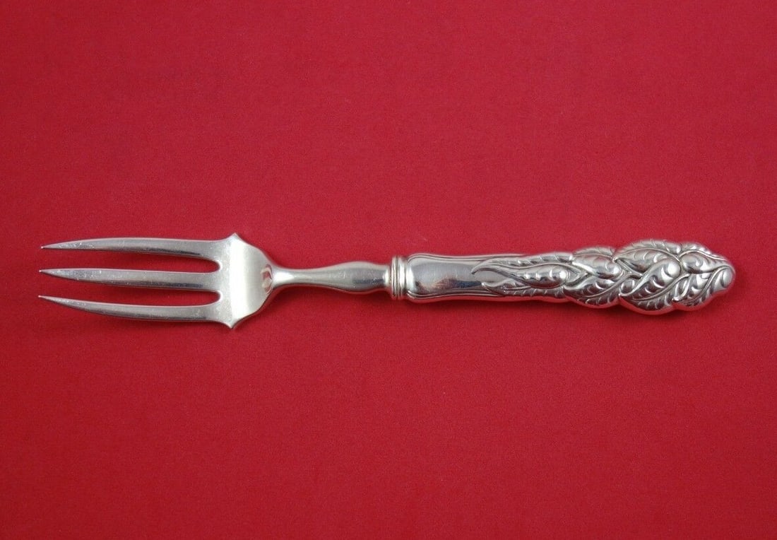 Rare Tiffany and Co Ailanthus Sterling Silver Dessert Fork 3-Tine 6 5/8": Rare Tiffany and Co Ailanthus Sterling Silver Dessert Fork 3-Tine 6 5/8" Discover a rare piece of history with this Ailanthus dessert fork by Tiffany and Co. Crafted from high-quality sterling silver,