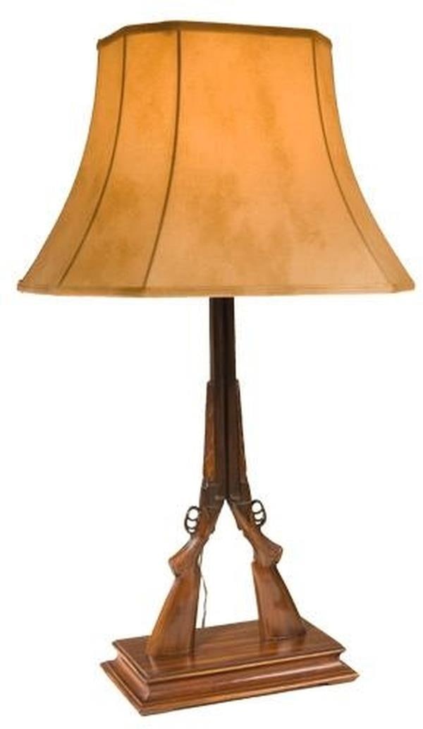 Hand-Cast Double Barrel Shotgun Floor Lamp Lodge Style American West: Hand-Cast Double Barrel Shotgun Floor Lamp Lodge Style American West This item is made at time of order. Please allow 42 to 70 days for production. Illuminate your space with this exquisite hand-cast