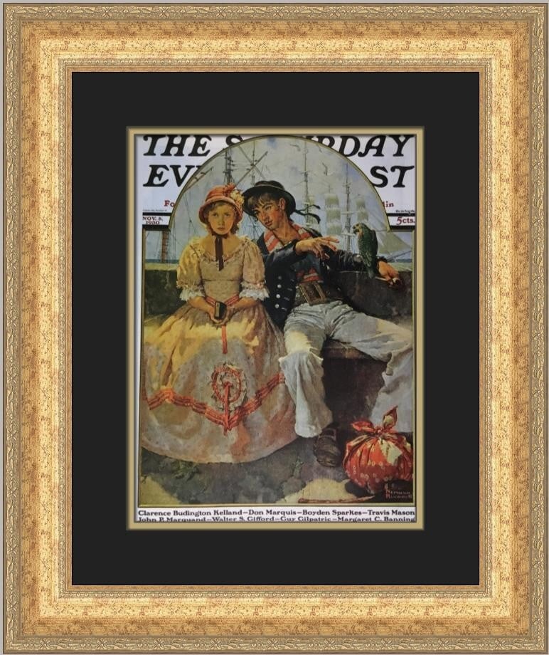 Norman Rockwell The Yarn Spinner Custom Framed Print 20 x 18 Americana Art: Norman Rockwell The Yarn Spinner Custom Framed Print 20 x 18 Americana Art This stunning custom-framed print features 'The Yarn Spinner' by renowned artist Norman Rockwell, encapsulating the essence o