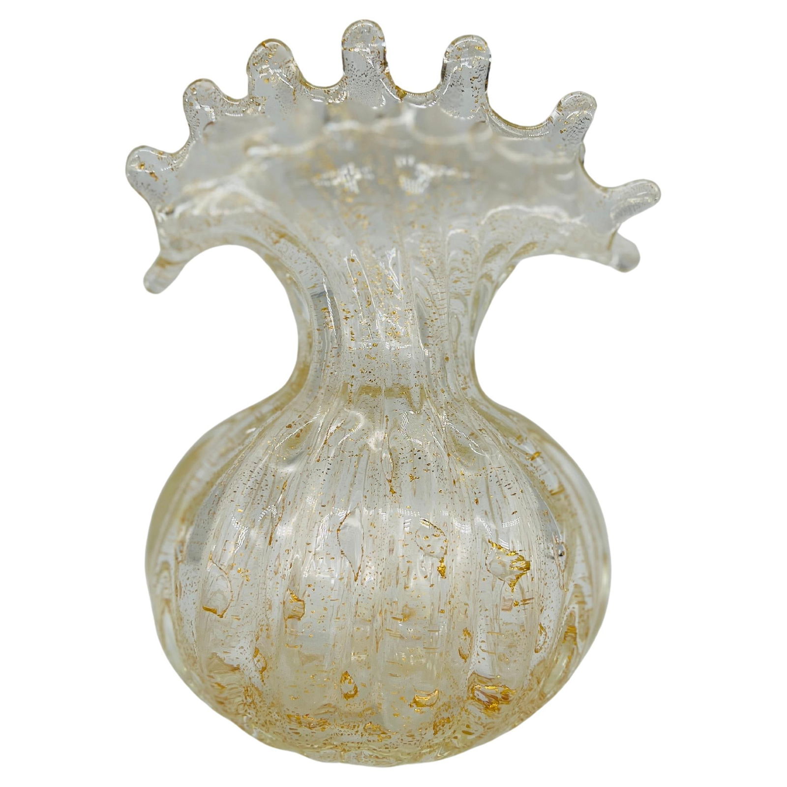 Ercole Barovier 'Cordonato d'Oro' Vase 1965 Murano Art Glass: Ercole Barovier 'Cordonato d'Oro' Vase 1965 Murano Art Glass This exquisite 'Cordonato d'Oro' vase, attributed to the renowned Italian glass artist Ercole Barovier, dates back to approximately 1965. C