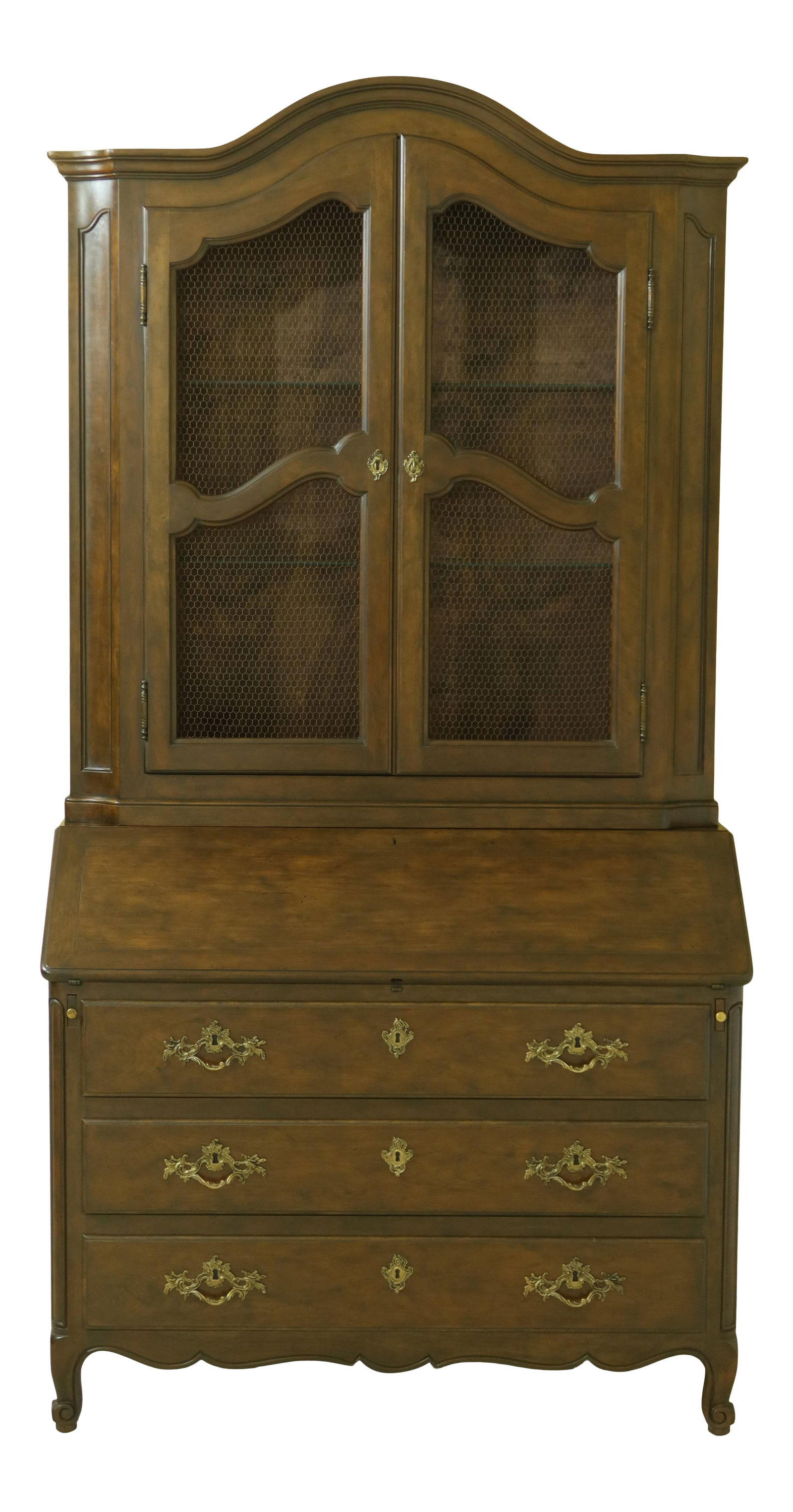 Baker French Style Walnut Secretary Desk with Leather Surface: Baker French Style Walnut Secretary Desk with Leather Surface This Baker Walnut French Style Secretary Desk features a timeless design with high-quality construction, approximately 40 years old. It in